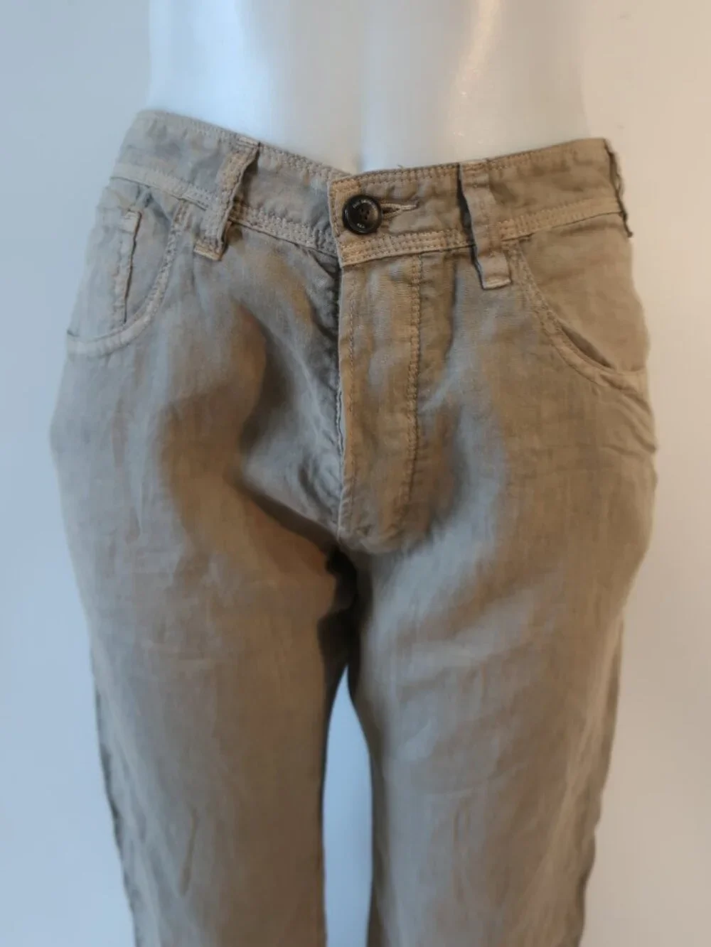 NWT Mens Paul Smith Jeans Olive (Item- 112) Pure Linen Button-Fly Pant 32